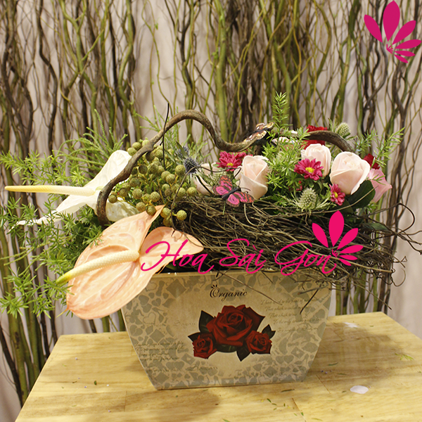 Chậu hoa xây đắp đáng yêu Chậu hoa xây đắp đáng yêu