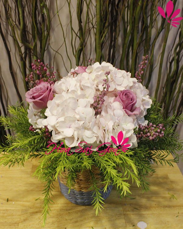 giỏ hoa cẩm tú cầu xinh xắn giỏ hoa cẩm tú cầu xinh xắn