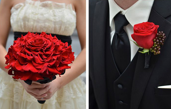 Hoa cưới sắc đỏ cho cô dâu quyến rũ