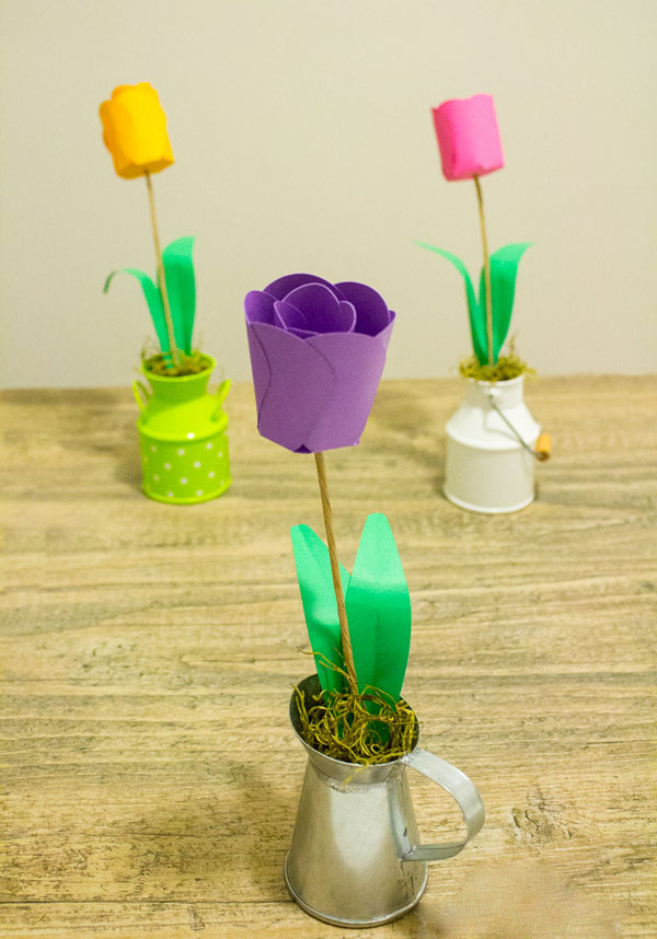 Hướng dẫn làm hoa Tulip bằng giấy cứng đơn giản cực kì đáng yêu