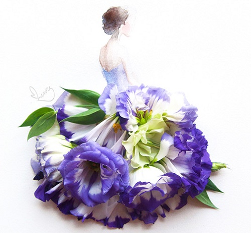Ngắm nhìn những chiếc váy tí hon được xếp từ những bông hoa nhỏ đẹp lung linh