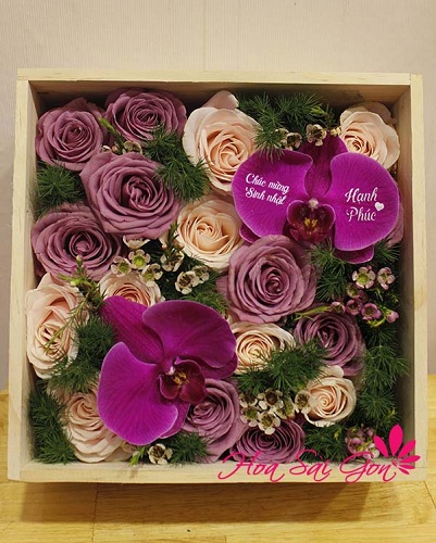 19 ảnh hoa đẹp mừng sinh nhật bằng hộp gỗ 